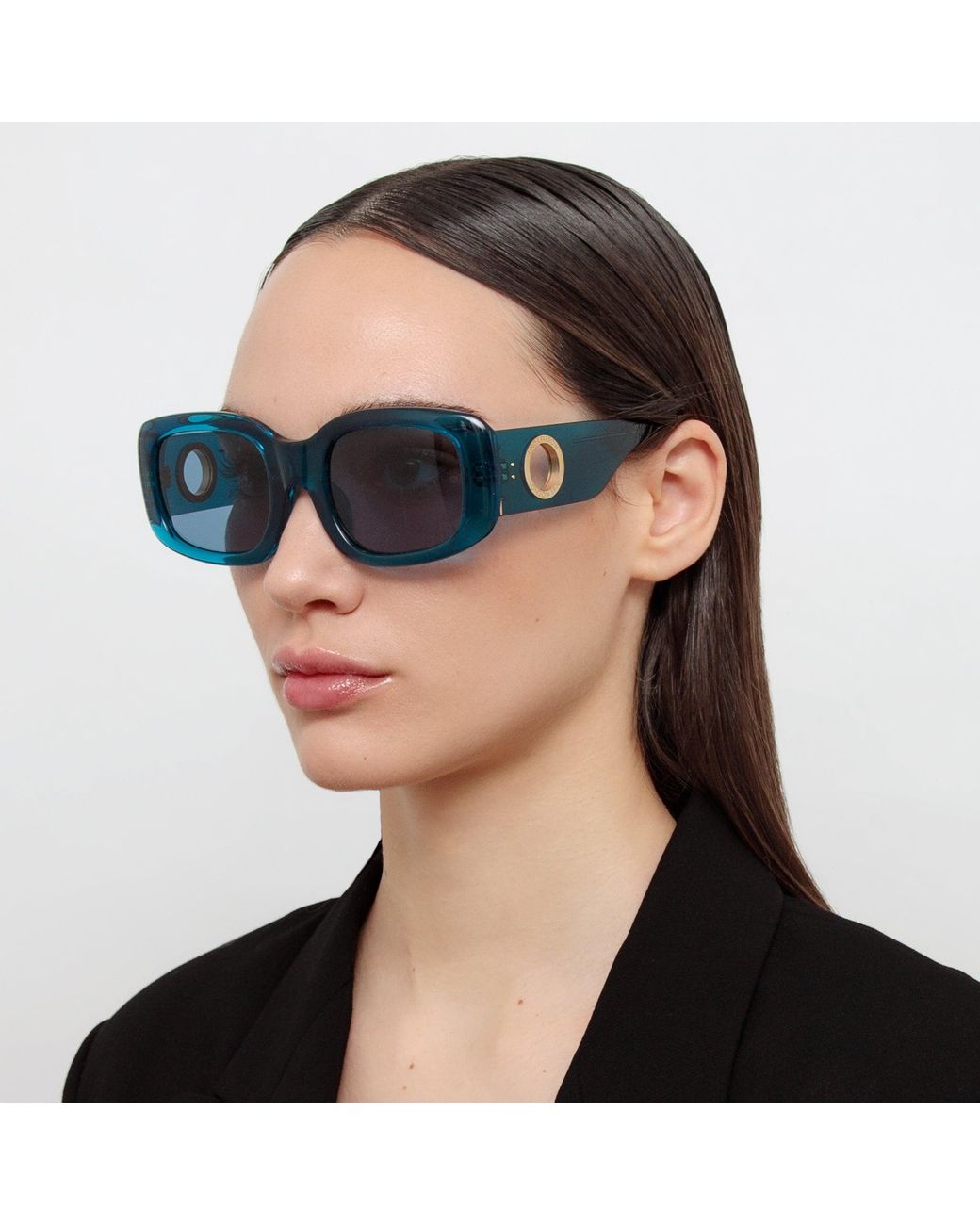 Linda Farrow Blue Celeste Oversize Sunglasses