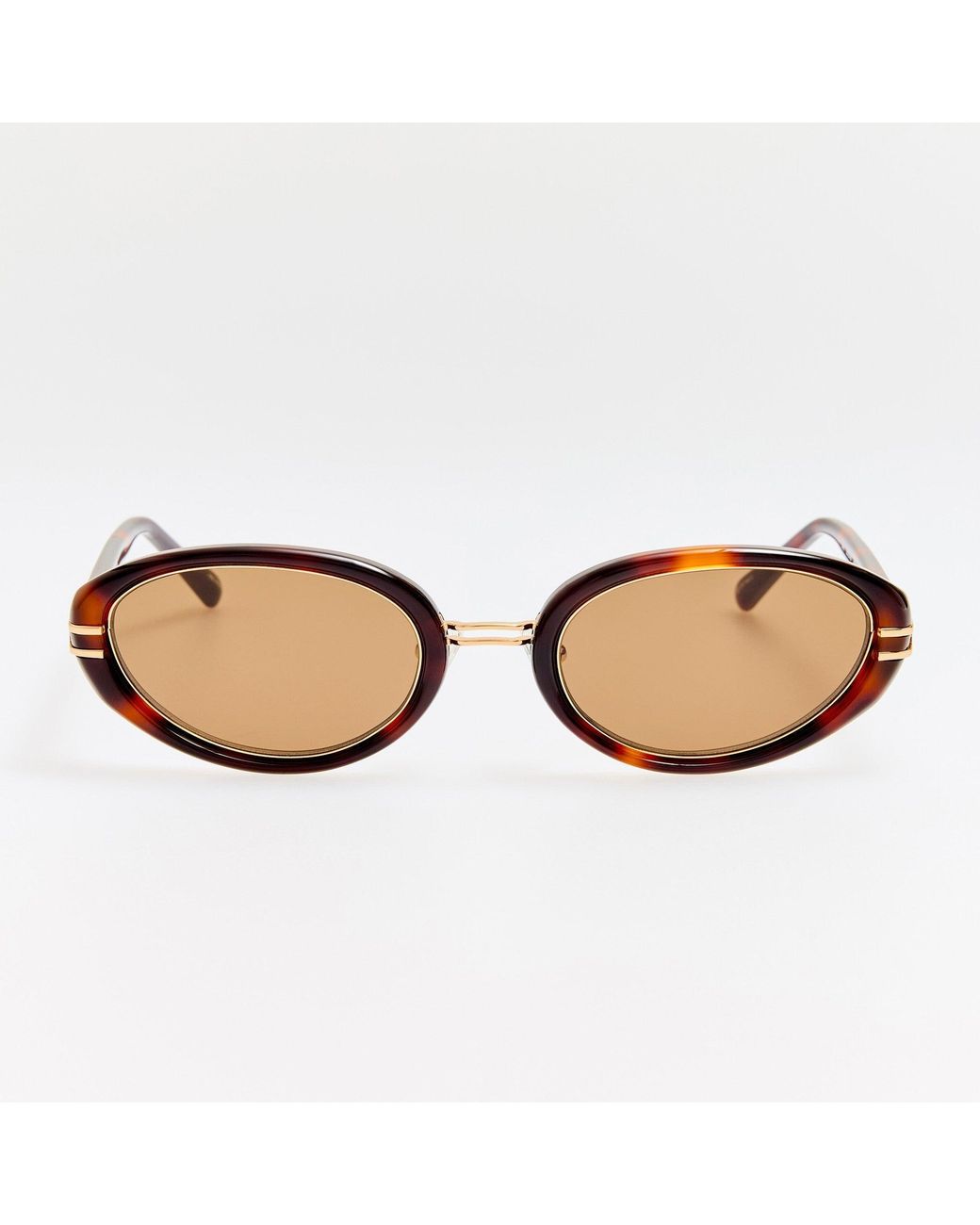 The Attico x Linda Farrow Brown Ambra Oval Sunglasses