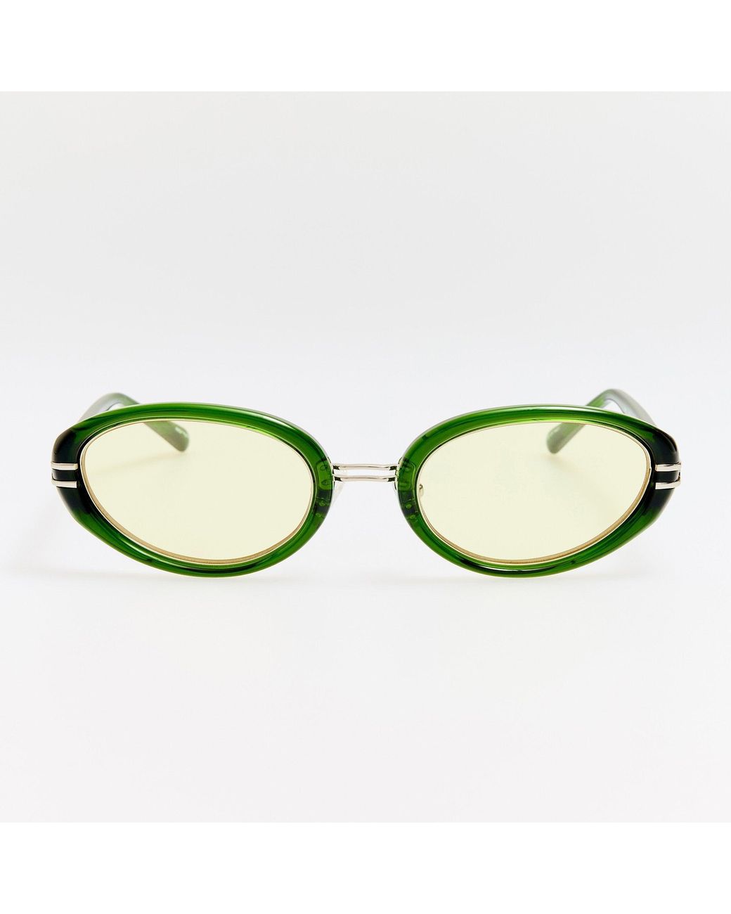 The Attico x Linda Farrow Green Ambra Oval Sunglasses