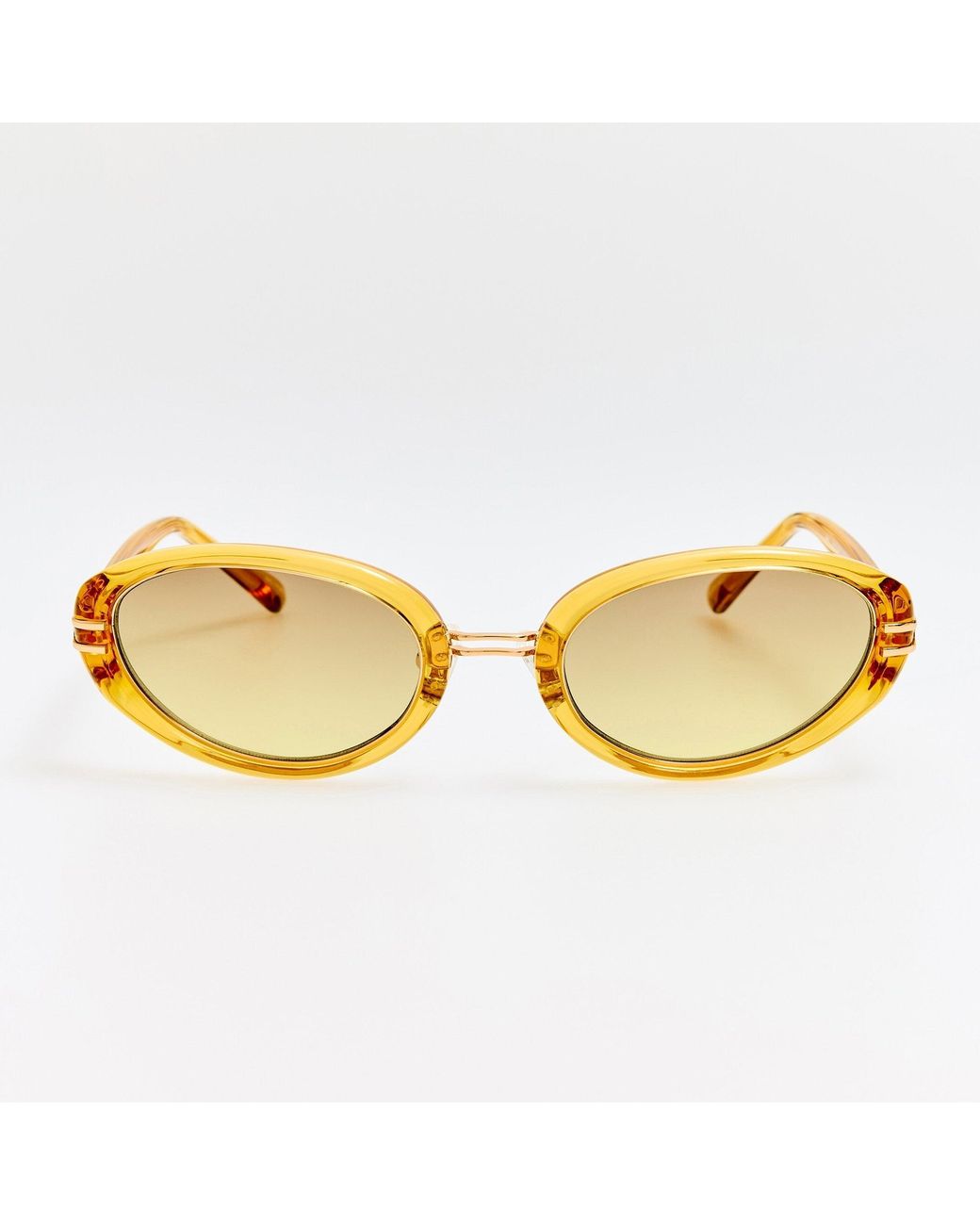 The Attico x Linda Farrow Yellow Ambra Oval Sunglasses