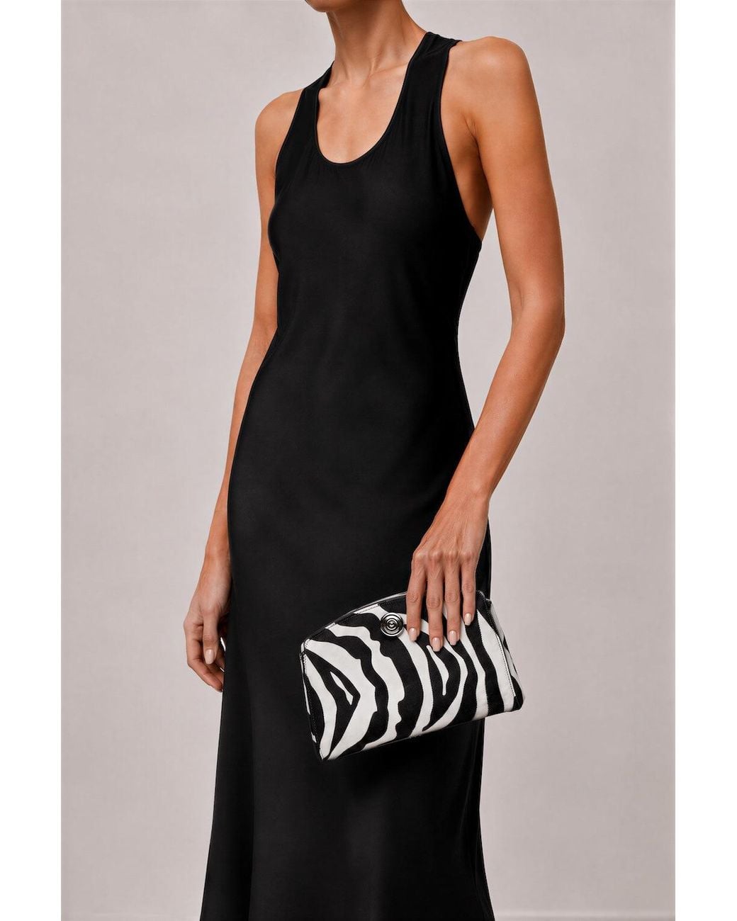 Liffner Black Pushlock Clutch Zebra