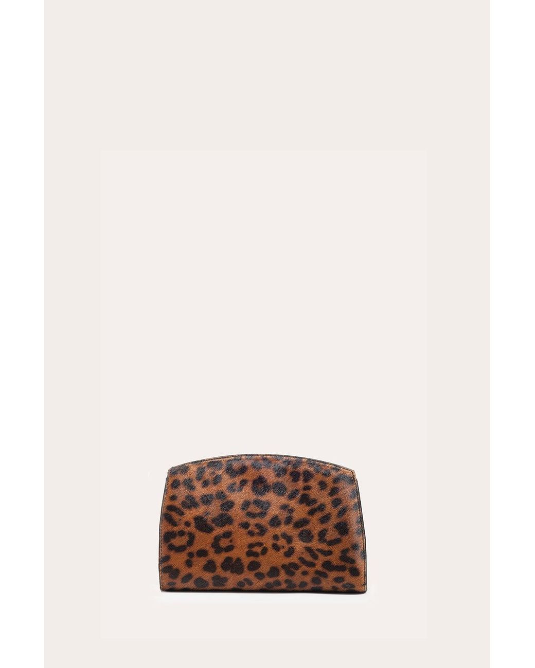 Liffner Brown Pushlock Clutch Leopard
