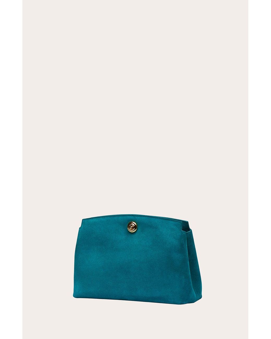 Liffner Green Pushlock Pouch Deep Jade Suede