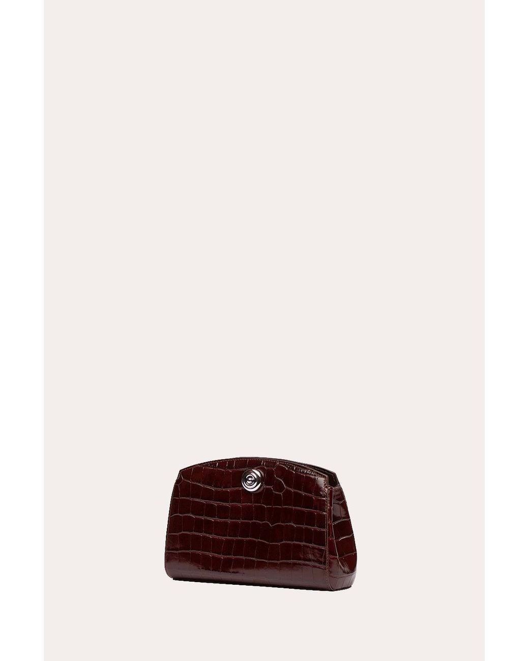 Liffner Brown Pushlock Clutch Dark Croc