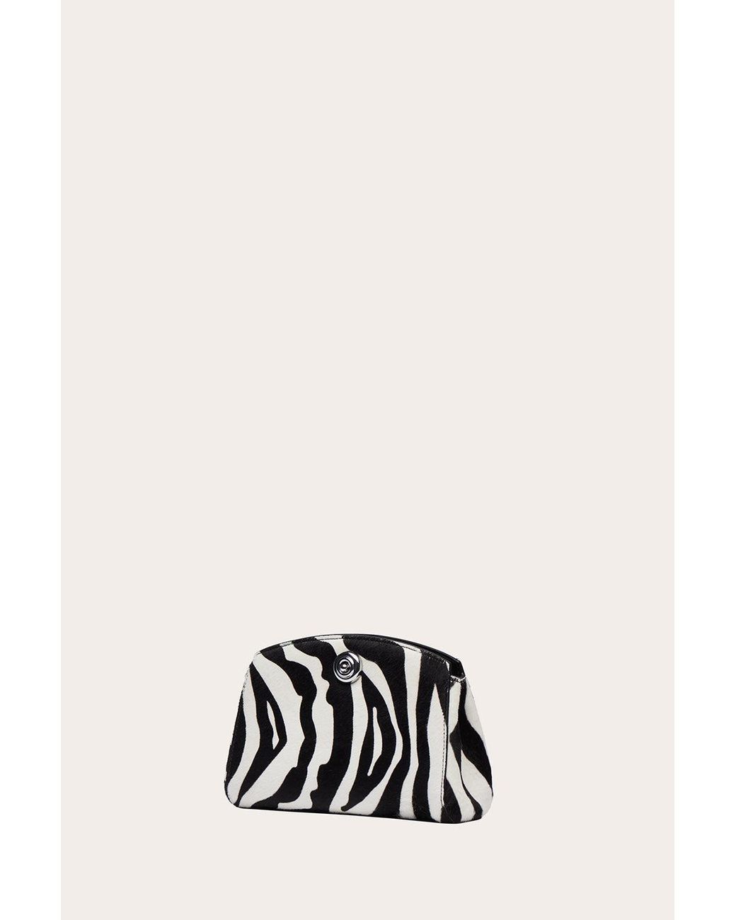 Liffner Black Pushlock Clutch Zebra