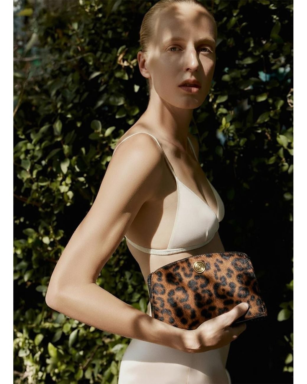 Liffner Brown Pushlock Clutch Leopard