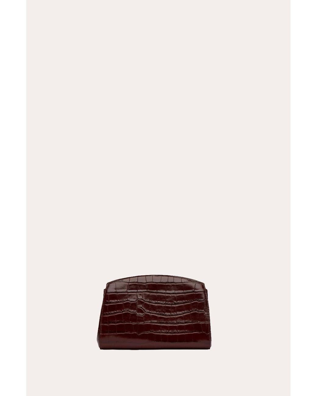 Liffner Brown Pushlock Clutch Dark Croc