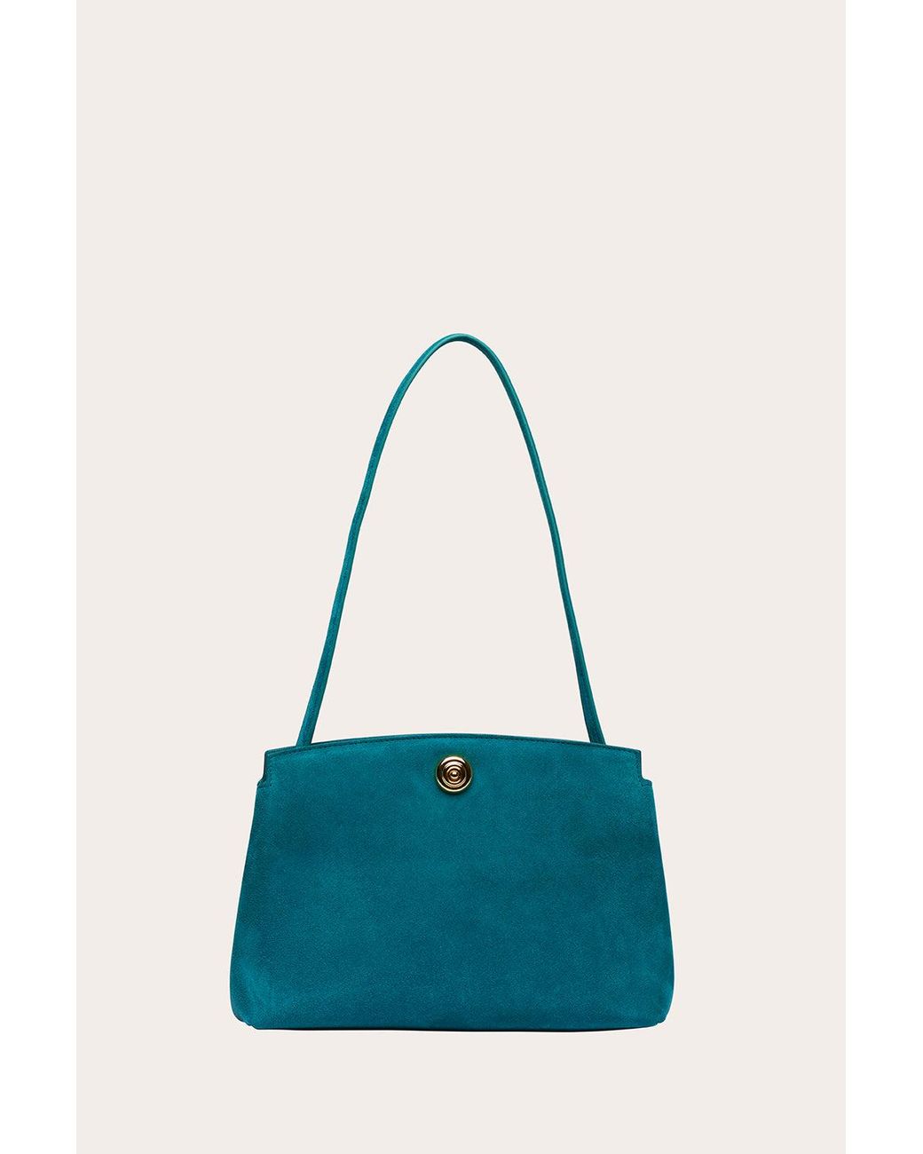 Liffner Green Pushlock Pouch Deep Jade Suede