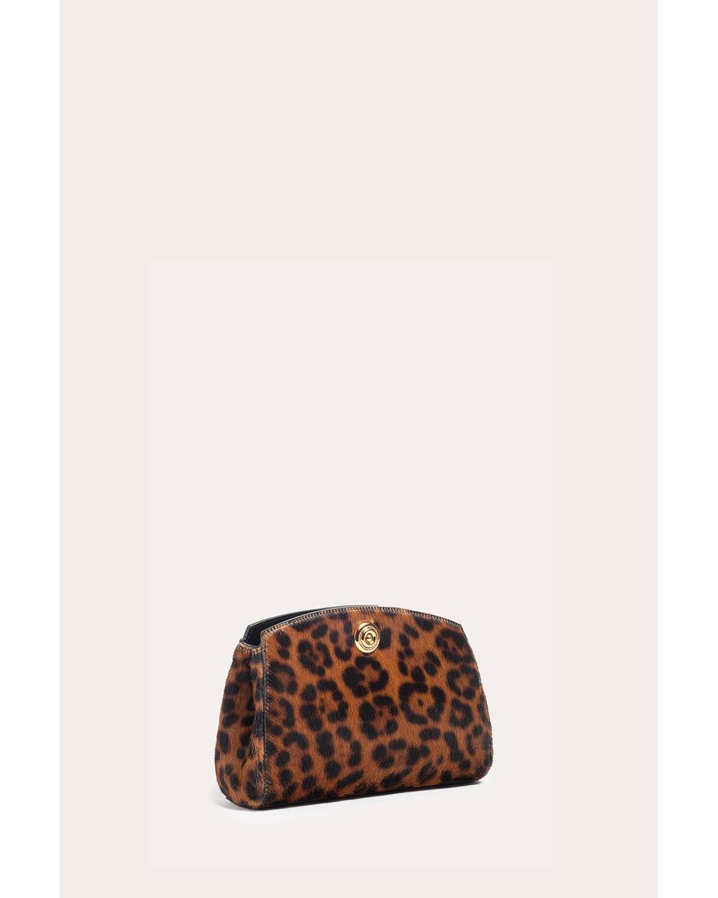 Liffner Brown Pushlock Clutch Leopard