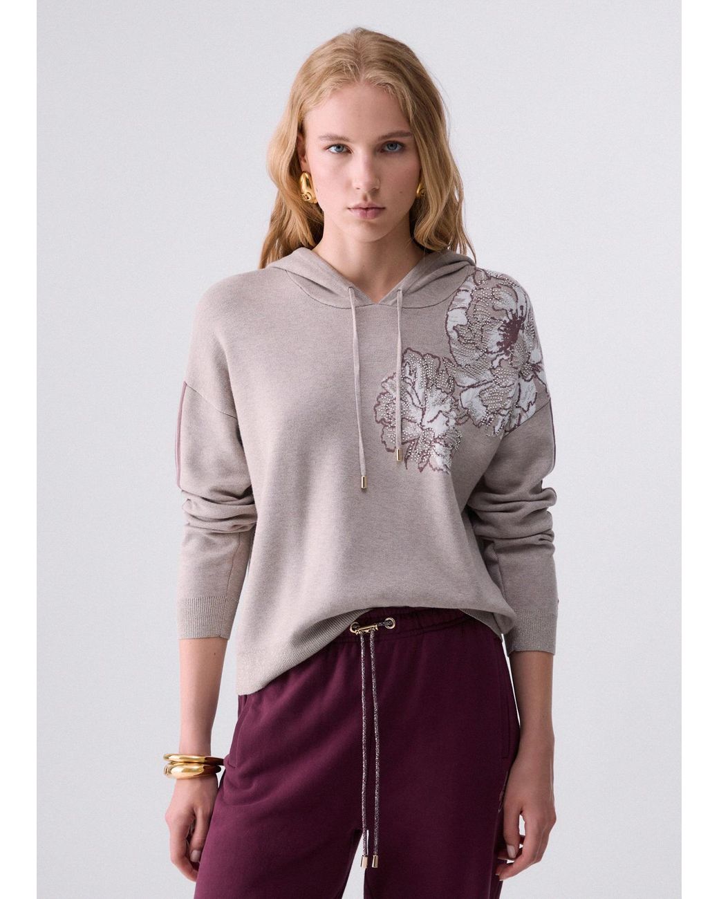 Punto Jacquard Con Capucha Liu Jo de color Purple