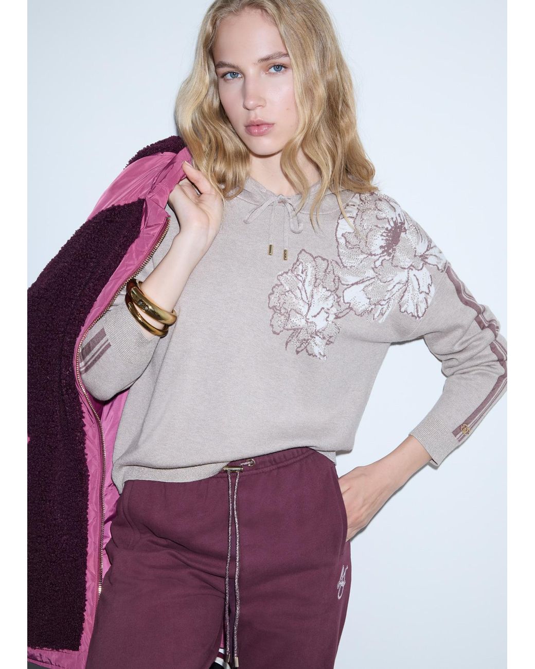 Punto Jacquard Con Capucha Liu Jo de color Purple