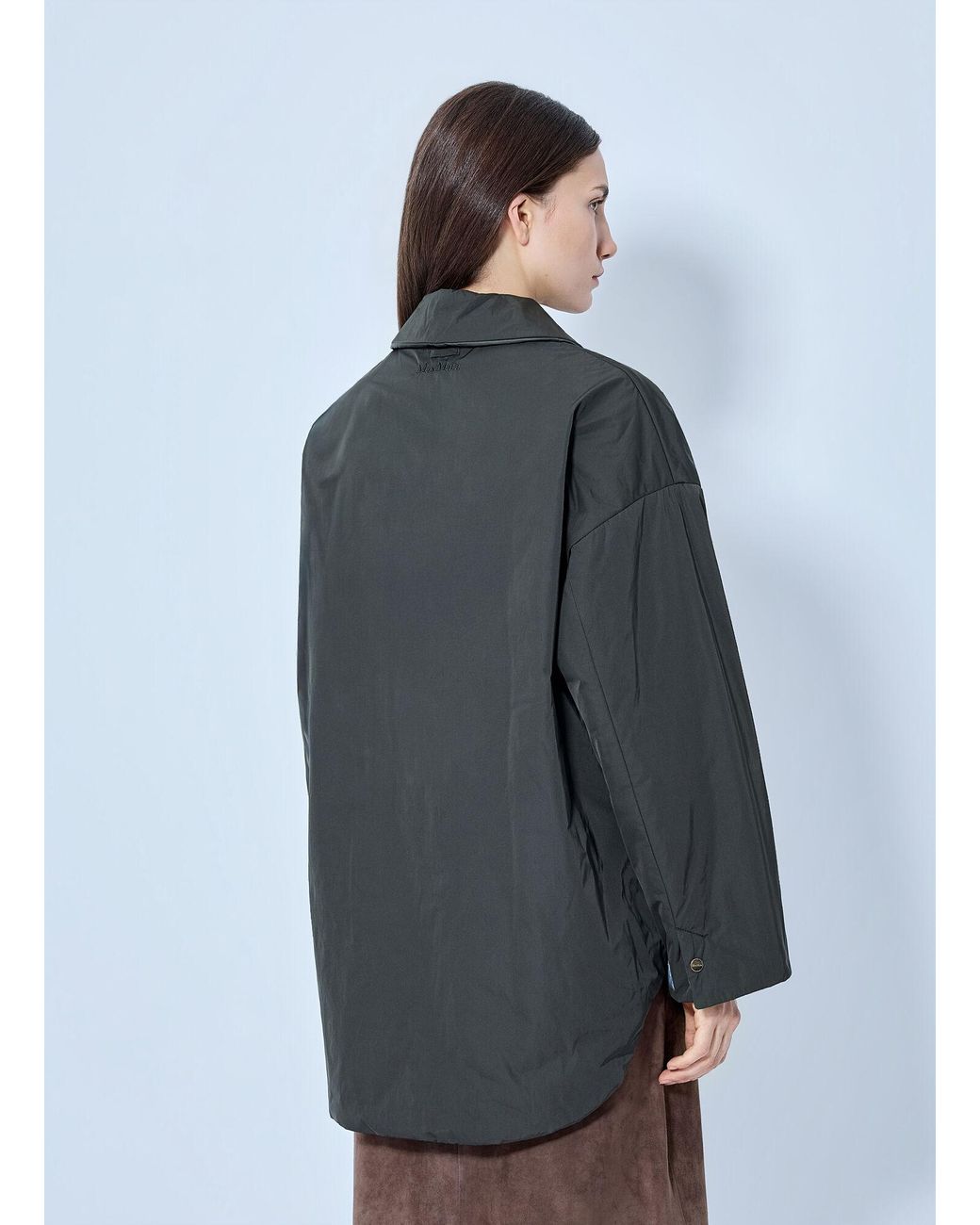 Max Mara Gray Oversized Button-Down Jacket