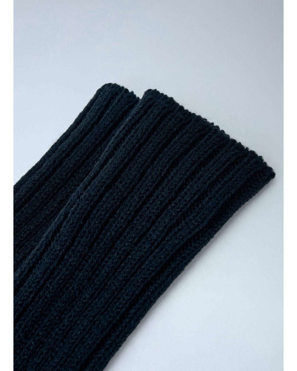 Yohji Yamamoto Blue Long Ribbed Leather Gloves
