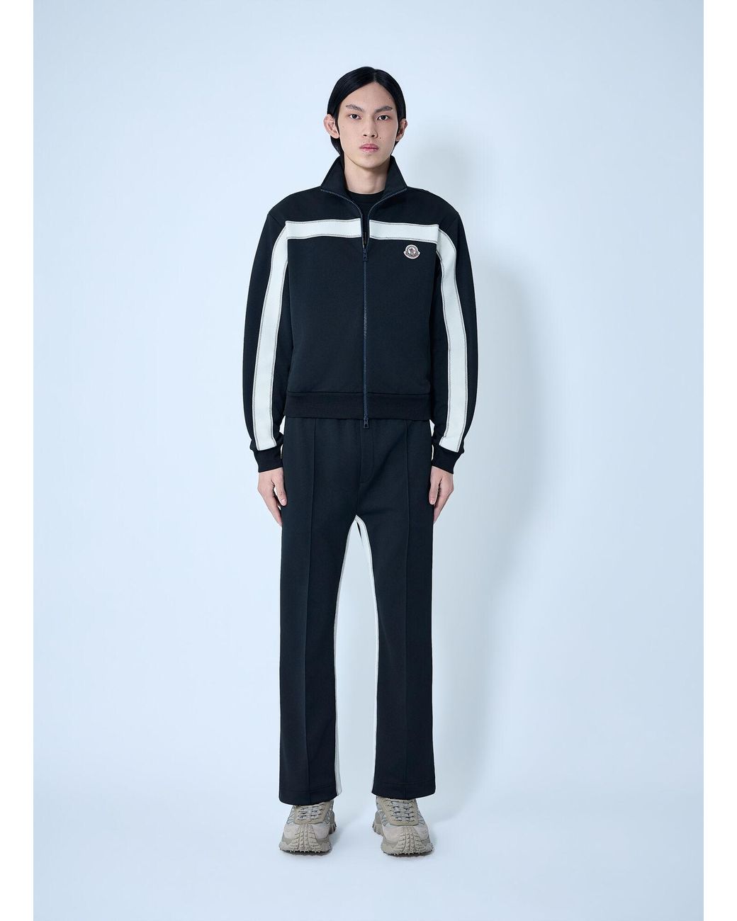 Moncler Blue High-Neck Zip Jacket for men