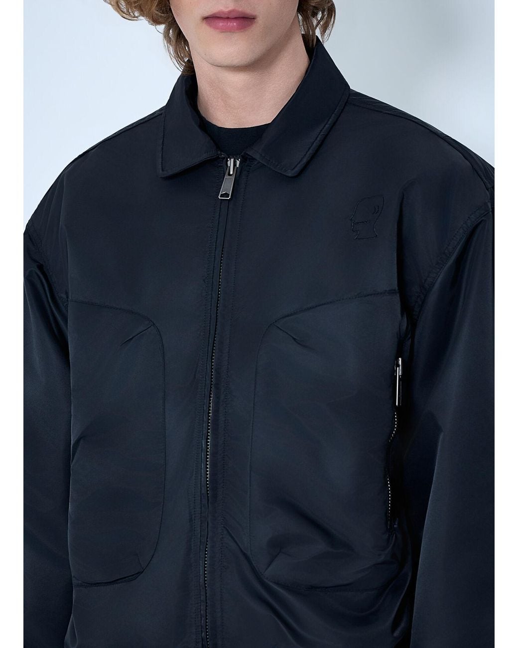 Brain Dead Blue Collared Zip-Front Jacket for men