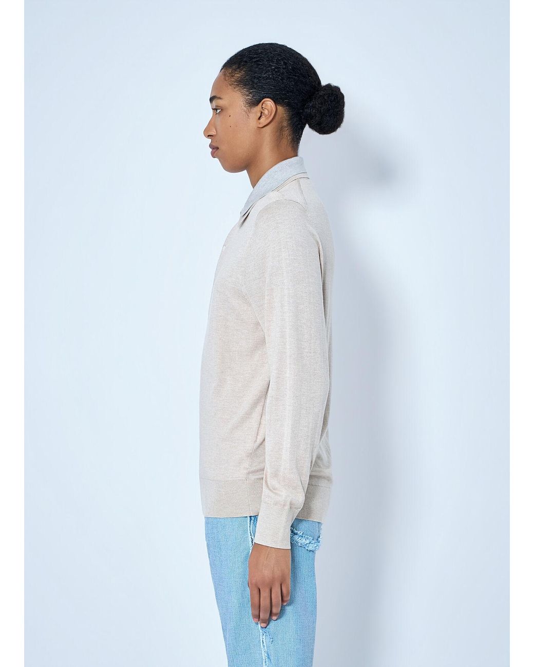 Acne White Layered Collar Knit Top