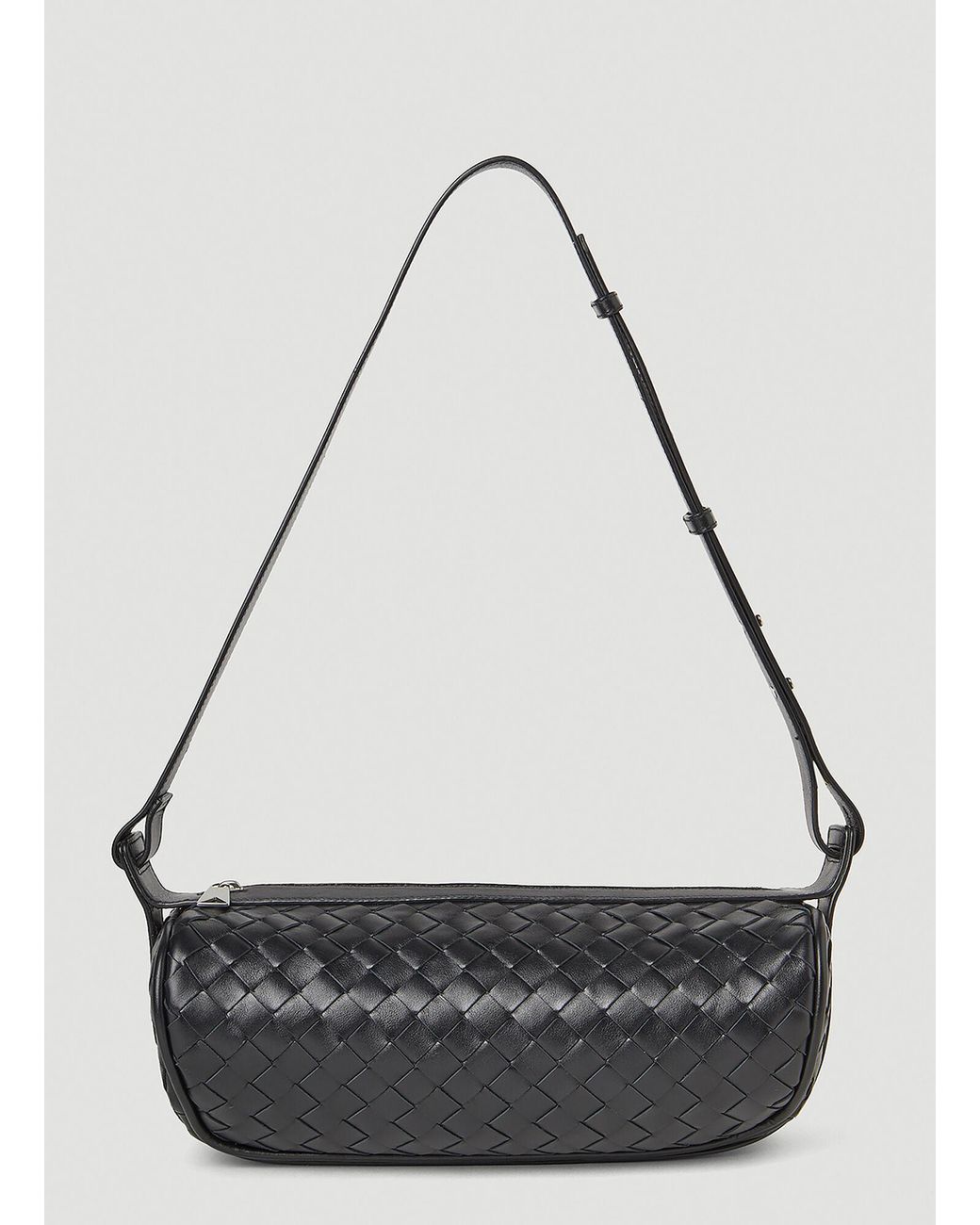 Bottega Veneta Black Intrecciato Woven Cannolo Crossbody Bag for men