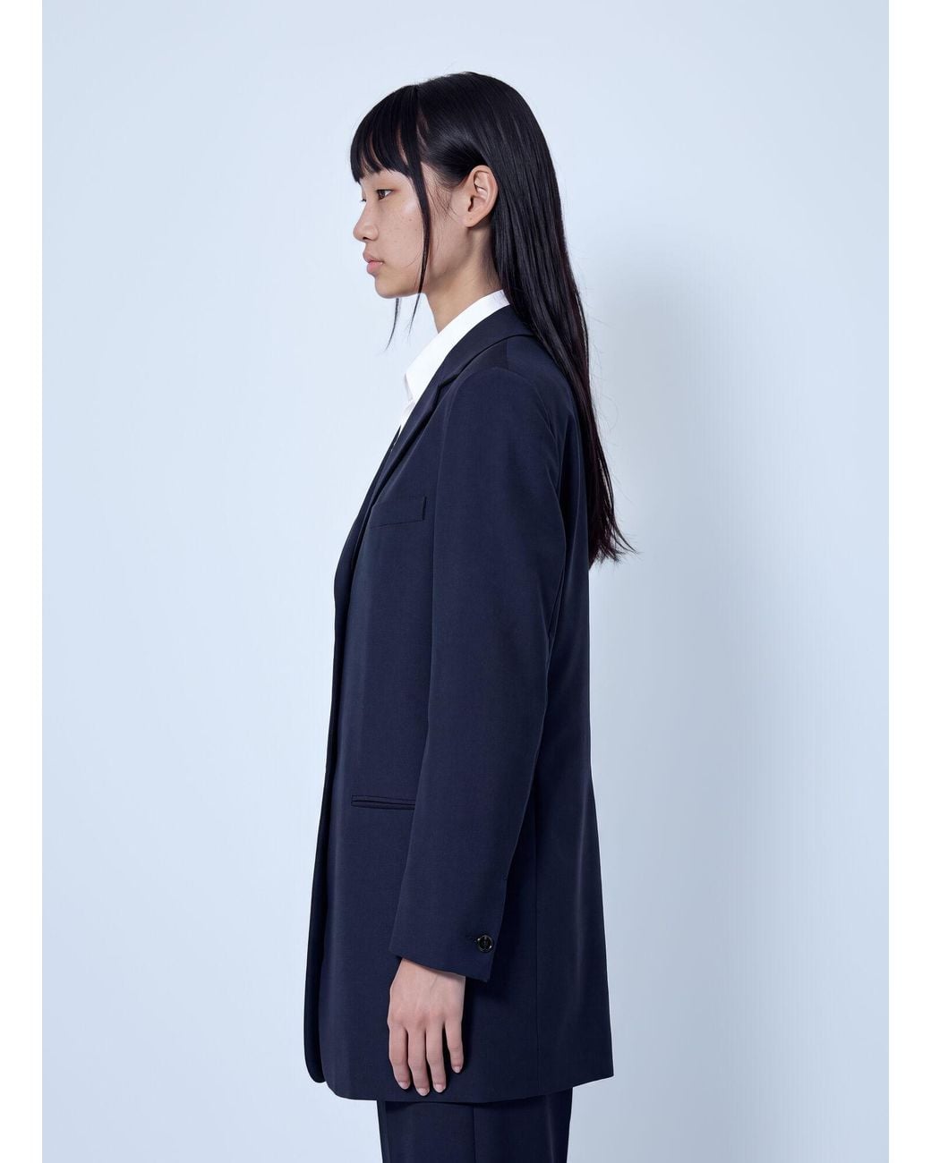 Jil Sander Blue Single-Breasted Wool Blazer