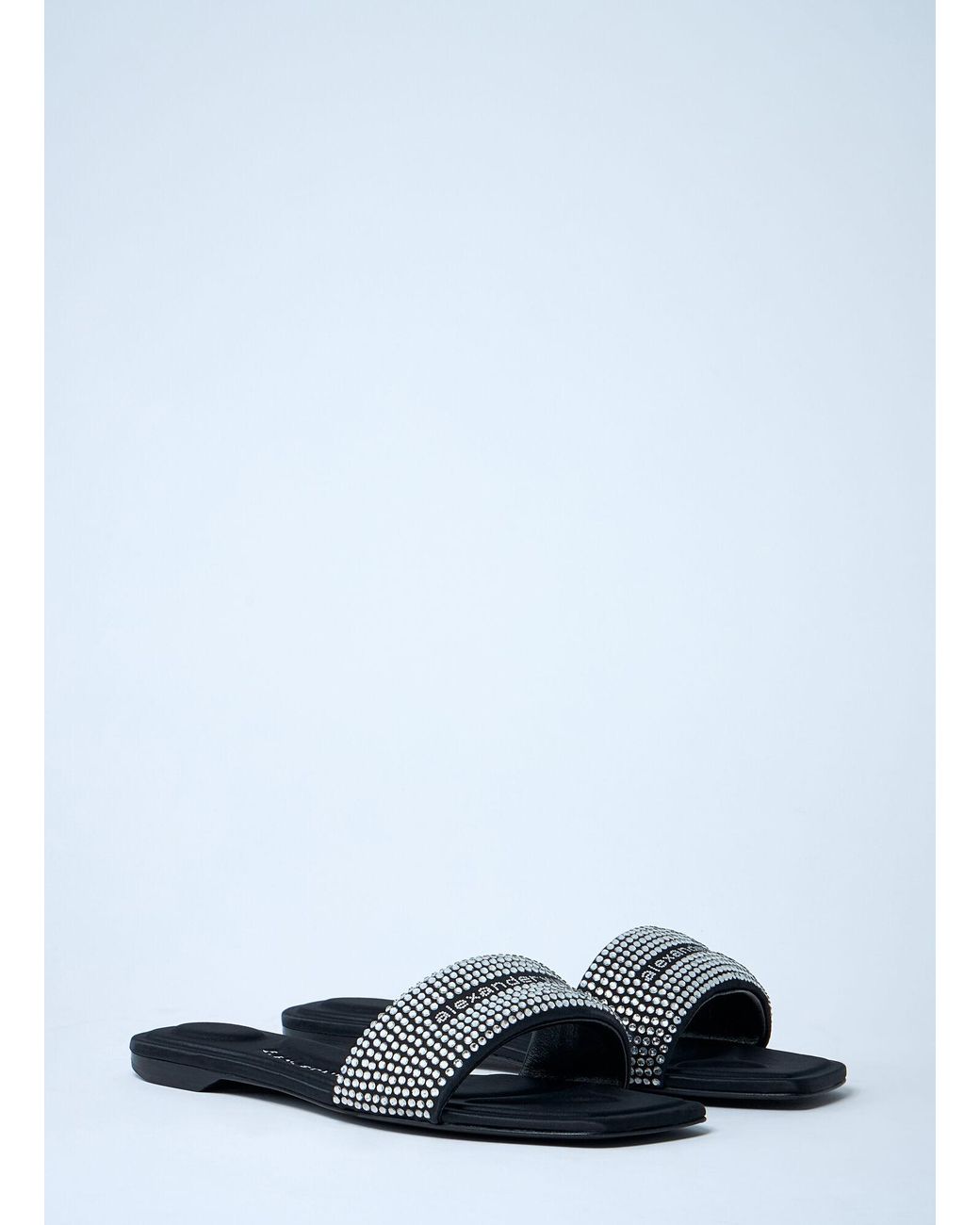 Alexander Wang White Embellished Logo Motif Slides