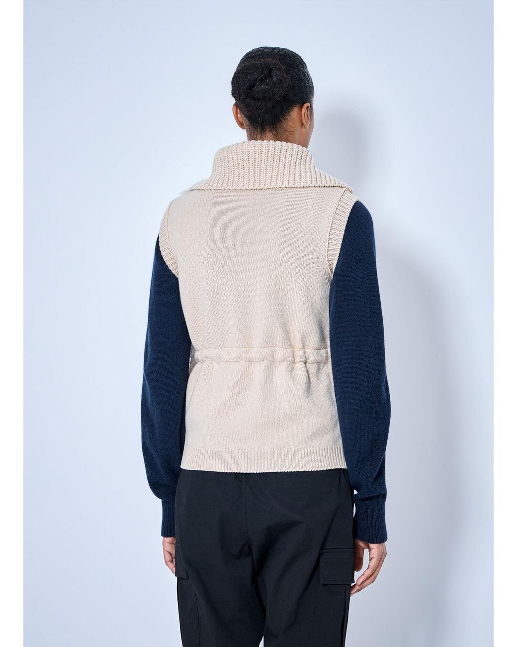 Moncler Blue Sherpa-Lined Knitted Vest