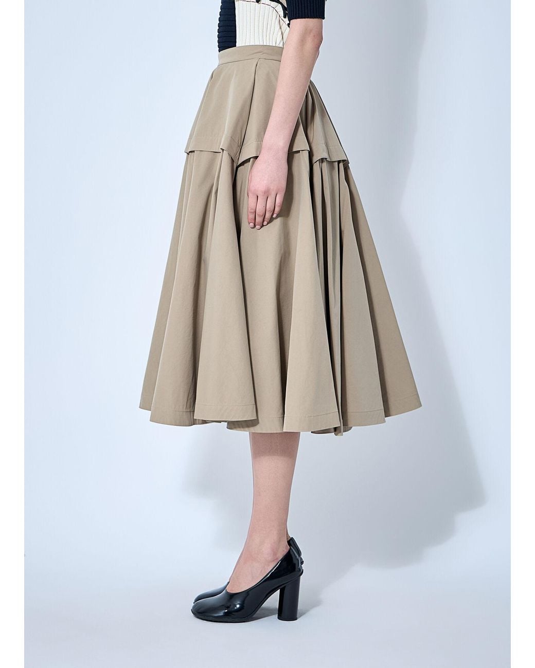Bottega Veneta Natural Gathered Midi Skirt