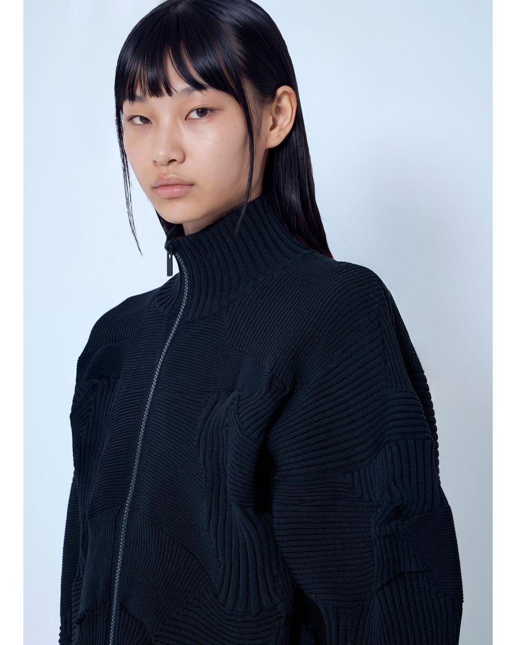 Issey Miyake Blue Kone Kone Ribbed Knitted Jacket