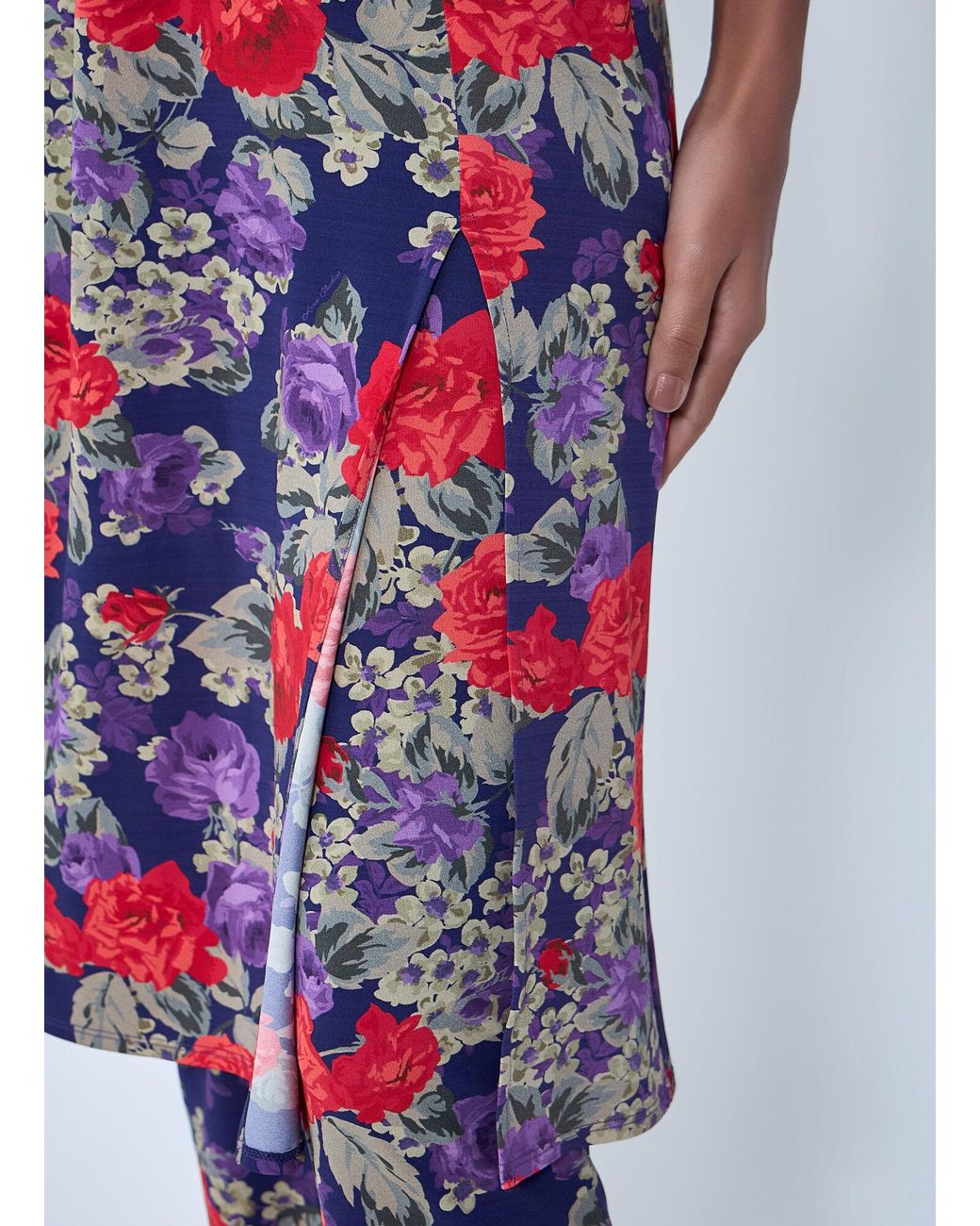 Acne Blue Floral Print Layered Skirt Pants