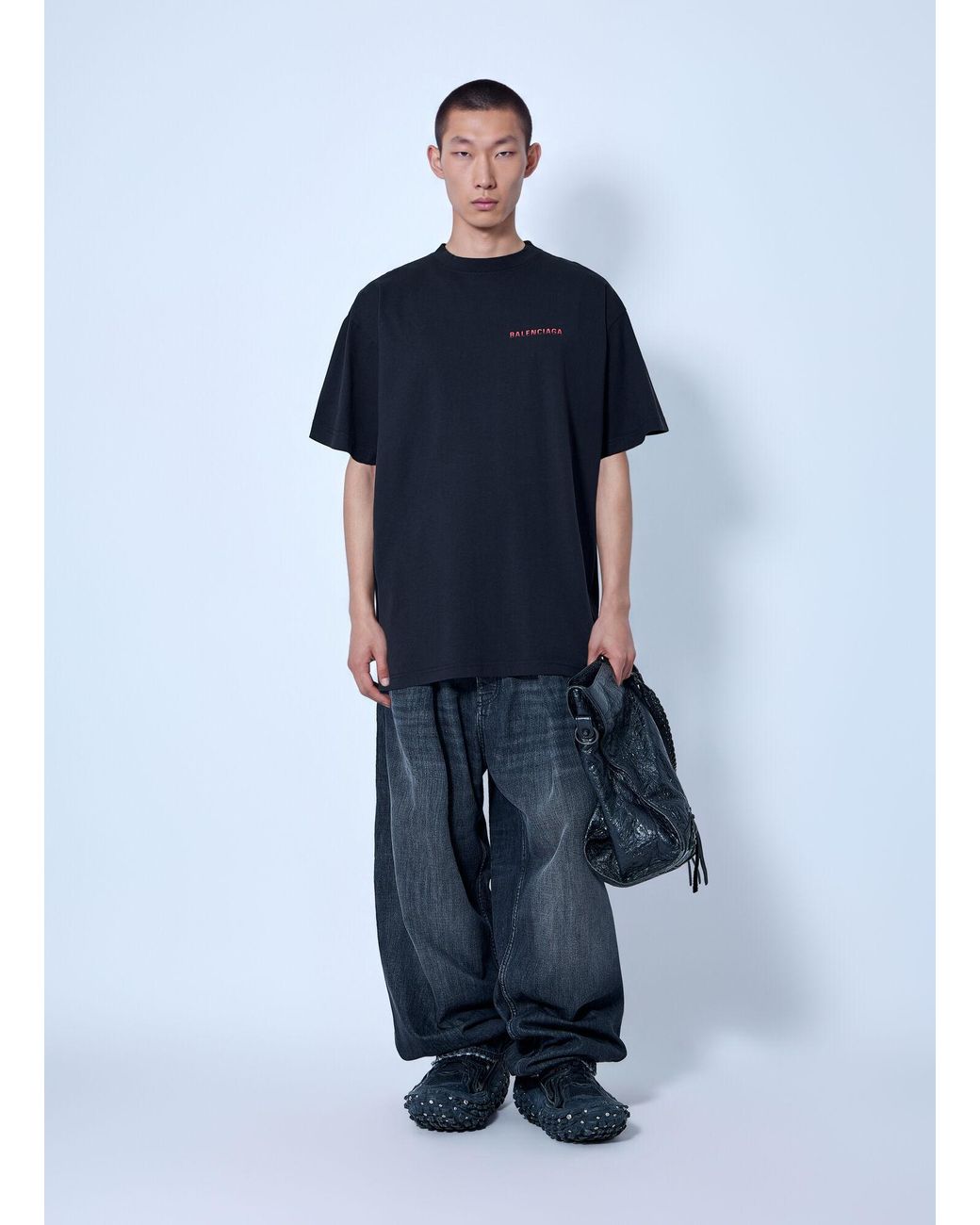 Balenciaga Blue Oversized T-Shirt for men
