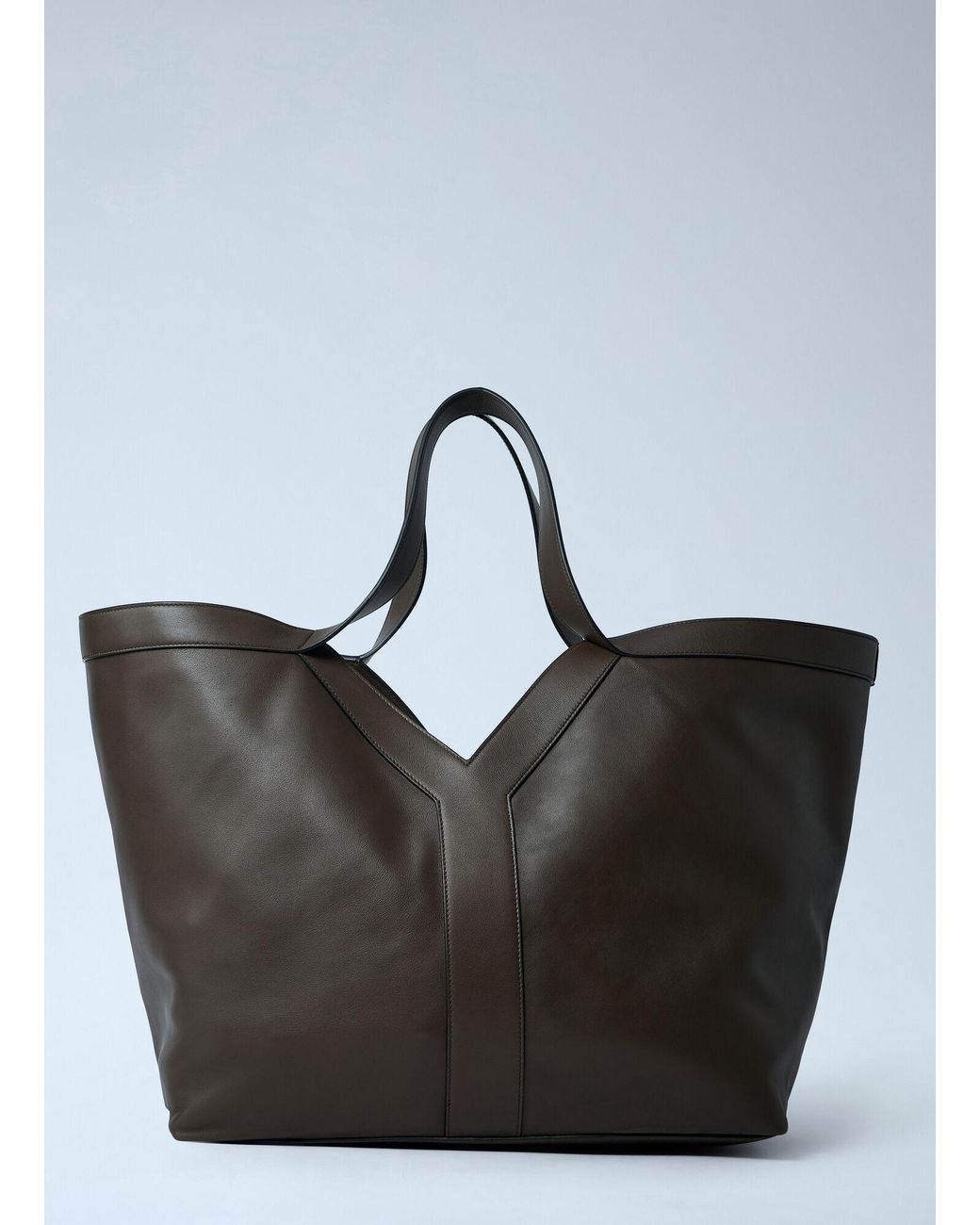 Saint Laurent Black Large Y-Shaped Leather Tote Bag