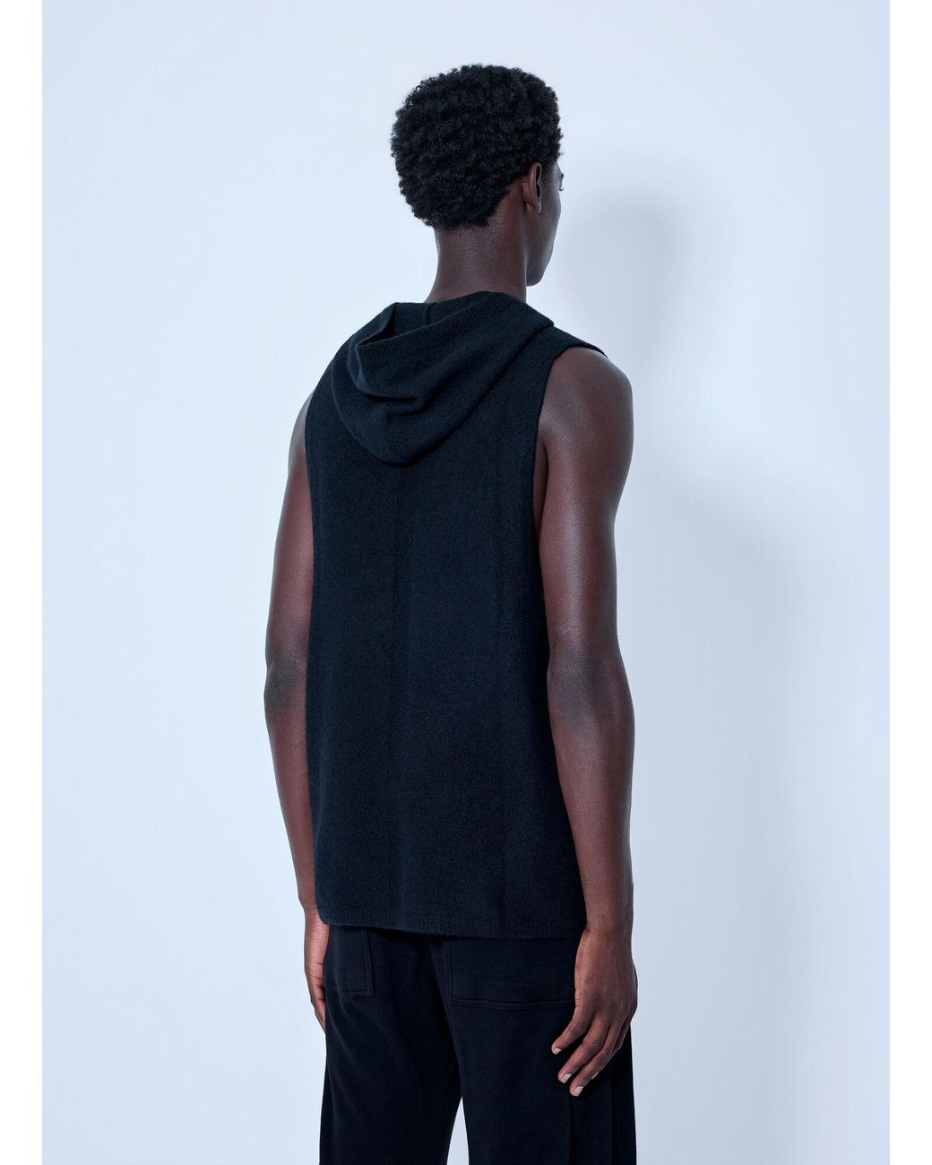 Rick Owens Blue Hooded Tank Top for men