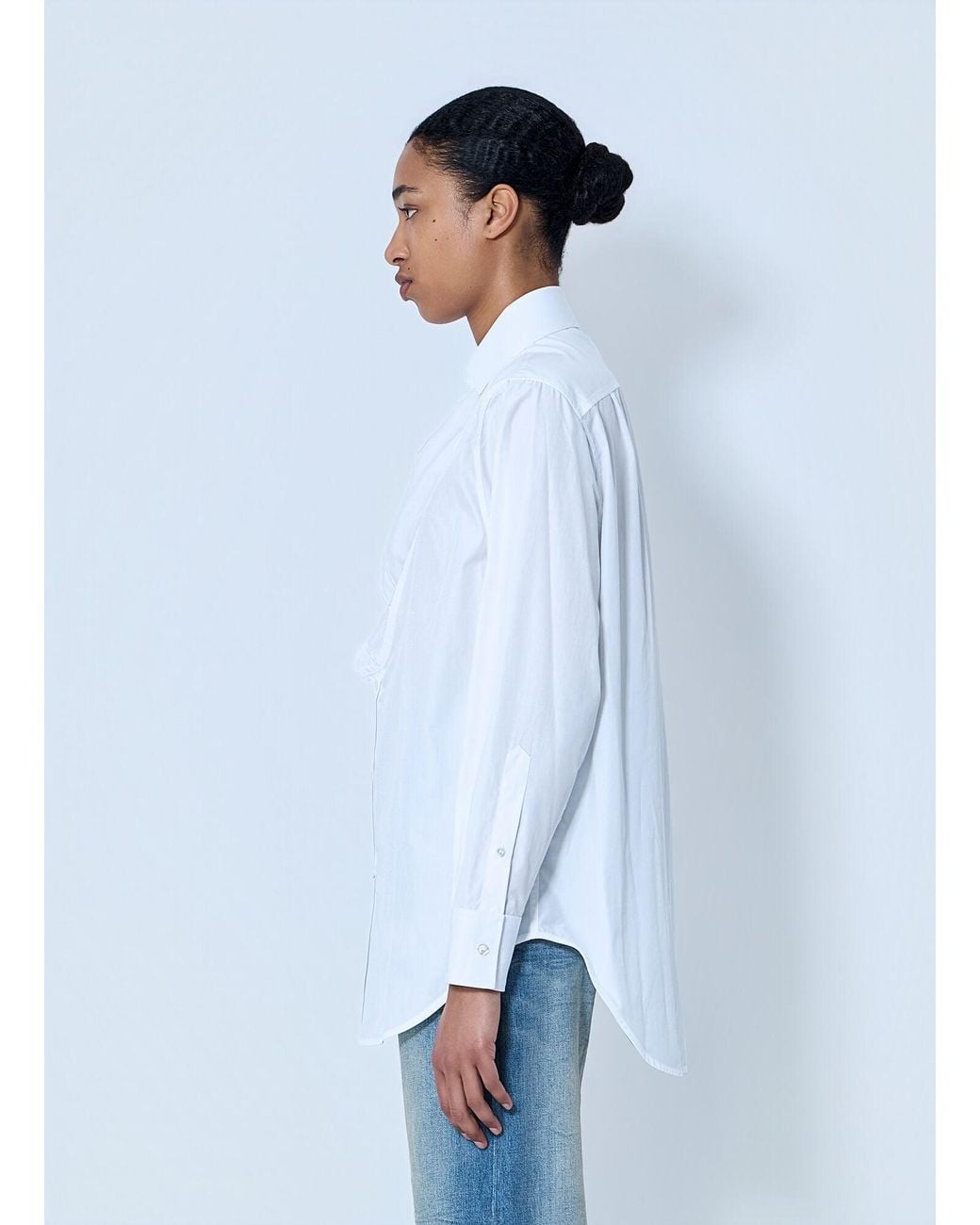 Maison Margiela White Folded V-Neck Collar Shirt