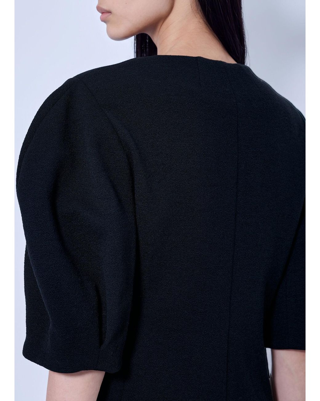 Max Mara Blue Puff Sleeve Buttoned Jacket