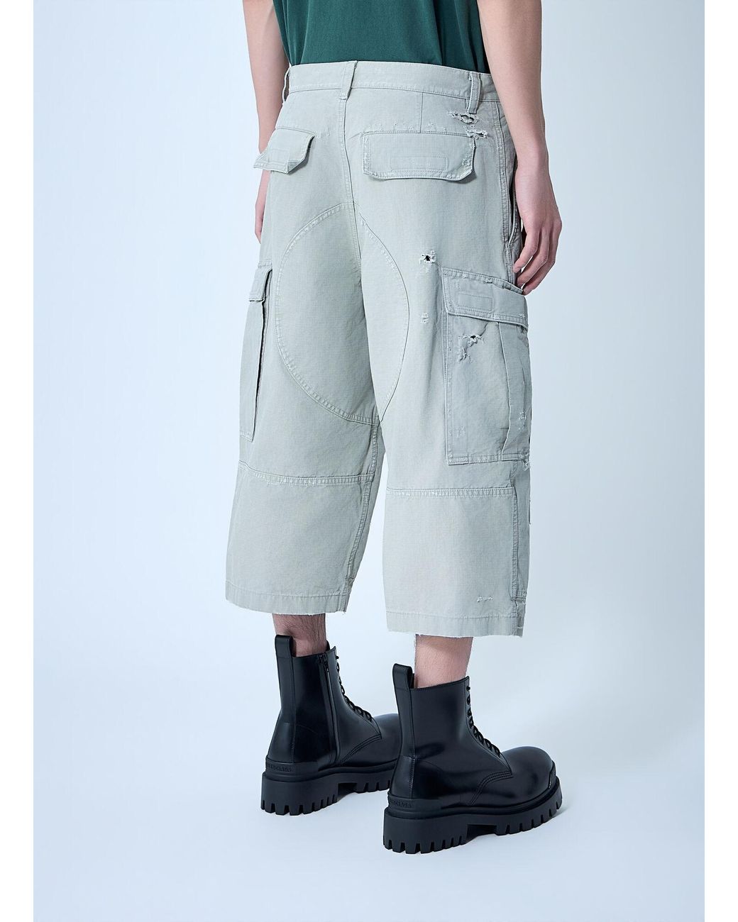 Balenciaga Blue Cropped Cargo Pants for men