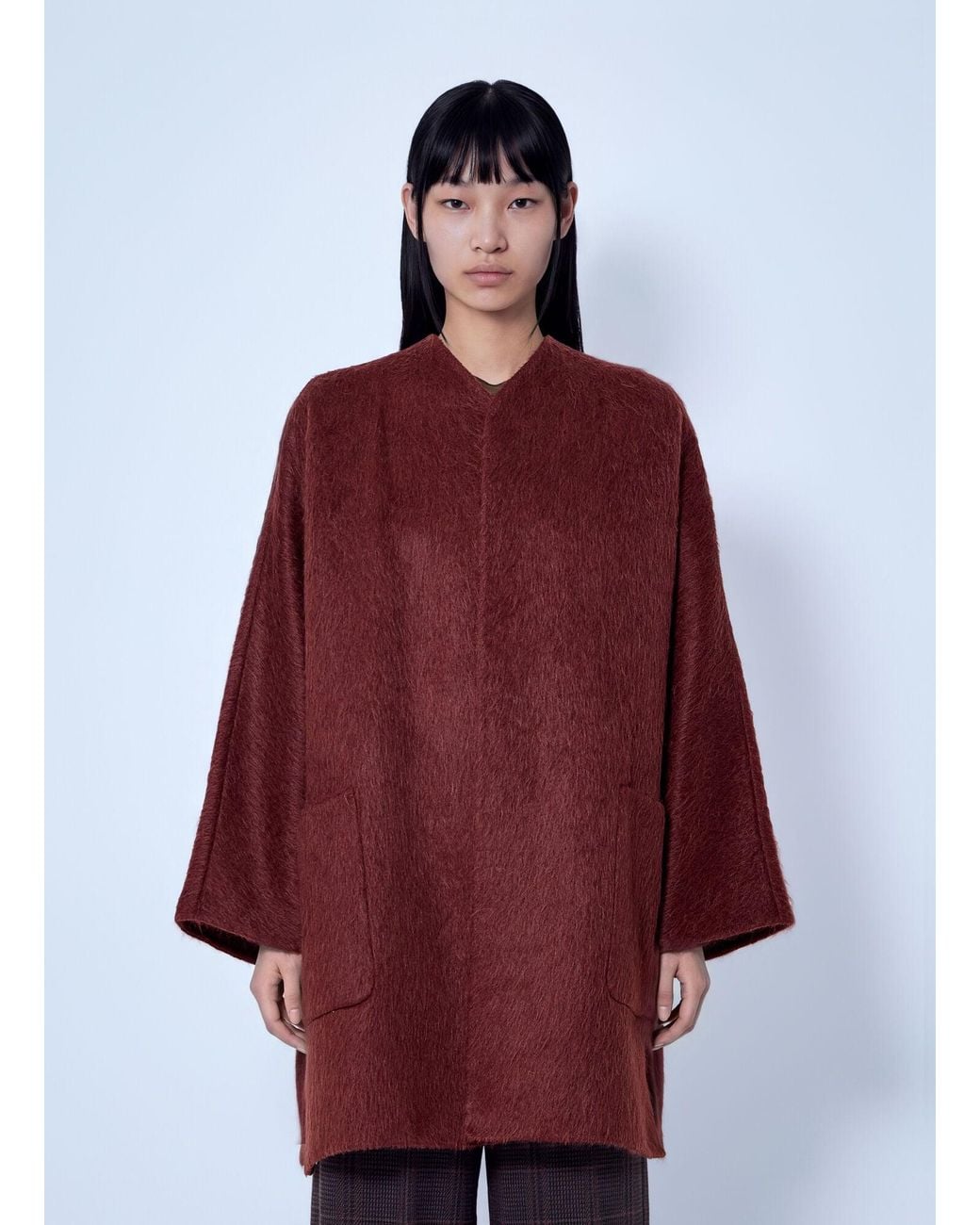 Max Mara Red Short Alpaca And Wool Coat