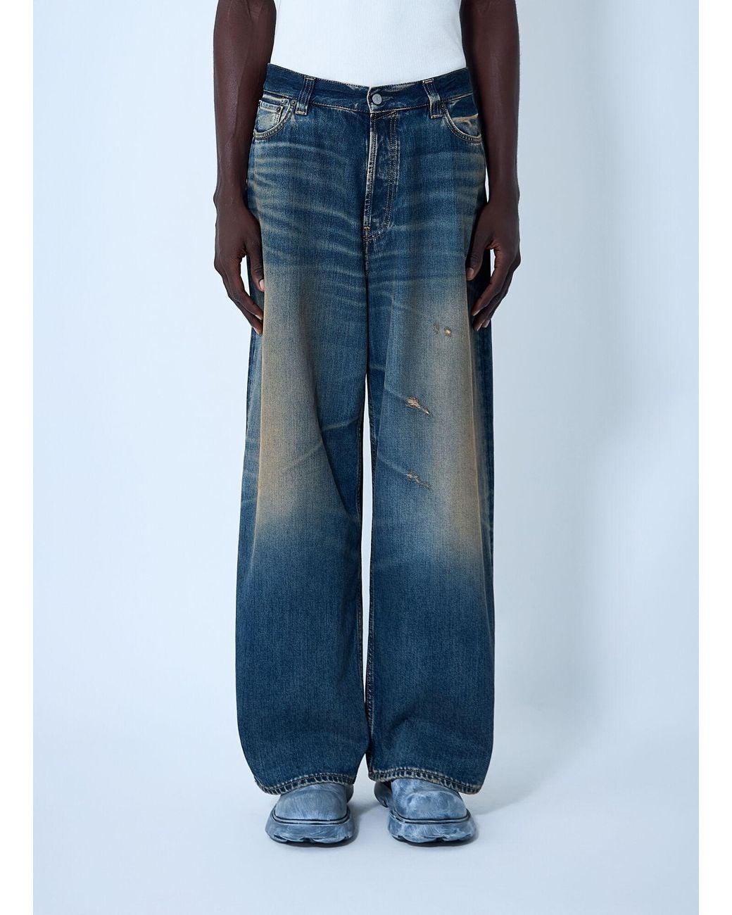 Acne Blue Distressed Five-Pocket Jeans for men