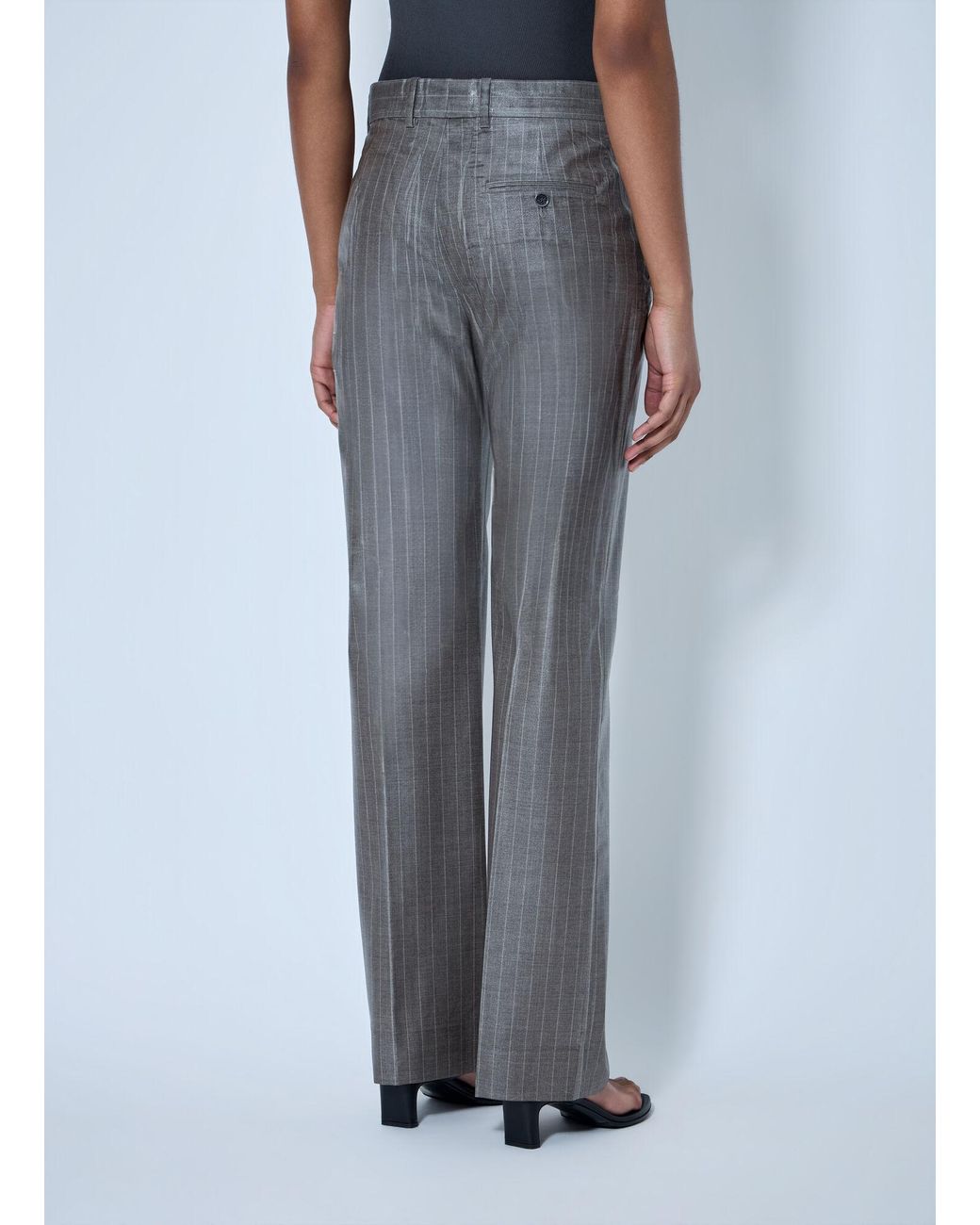 Acne Blue Coated Pinstripe Trousers