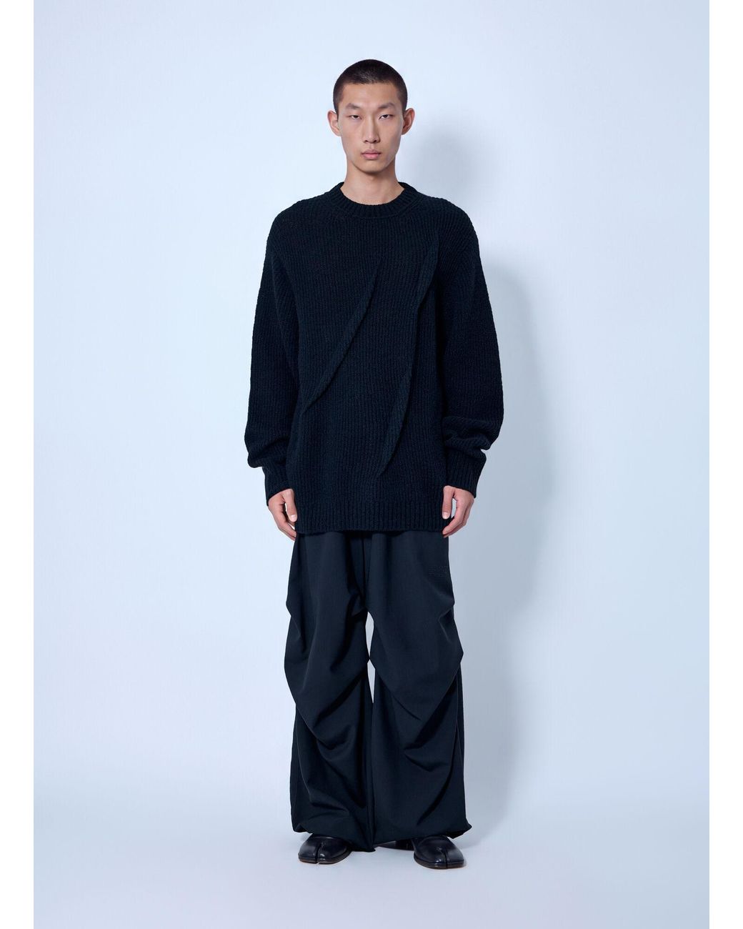 Yohji Yamamoto Blue Half Cardigan+Tuck Tuck Round Neck Po for men