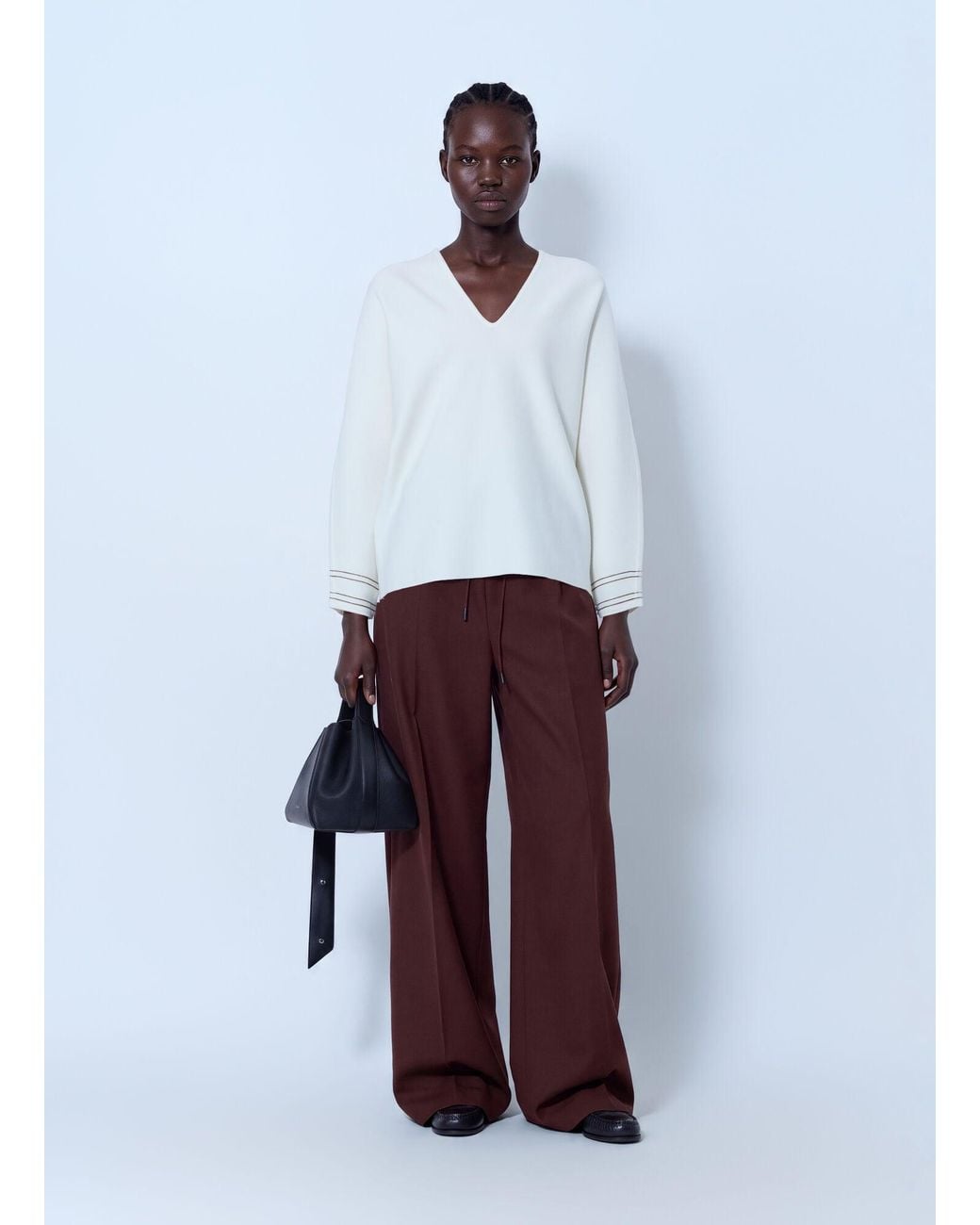 Max Mara Purple Wide-Leg Drawstring Trousers