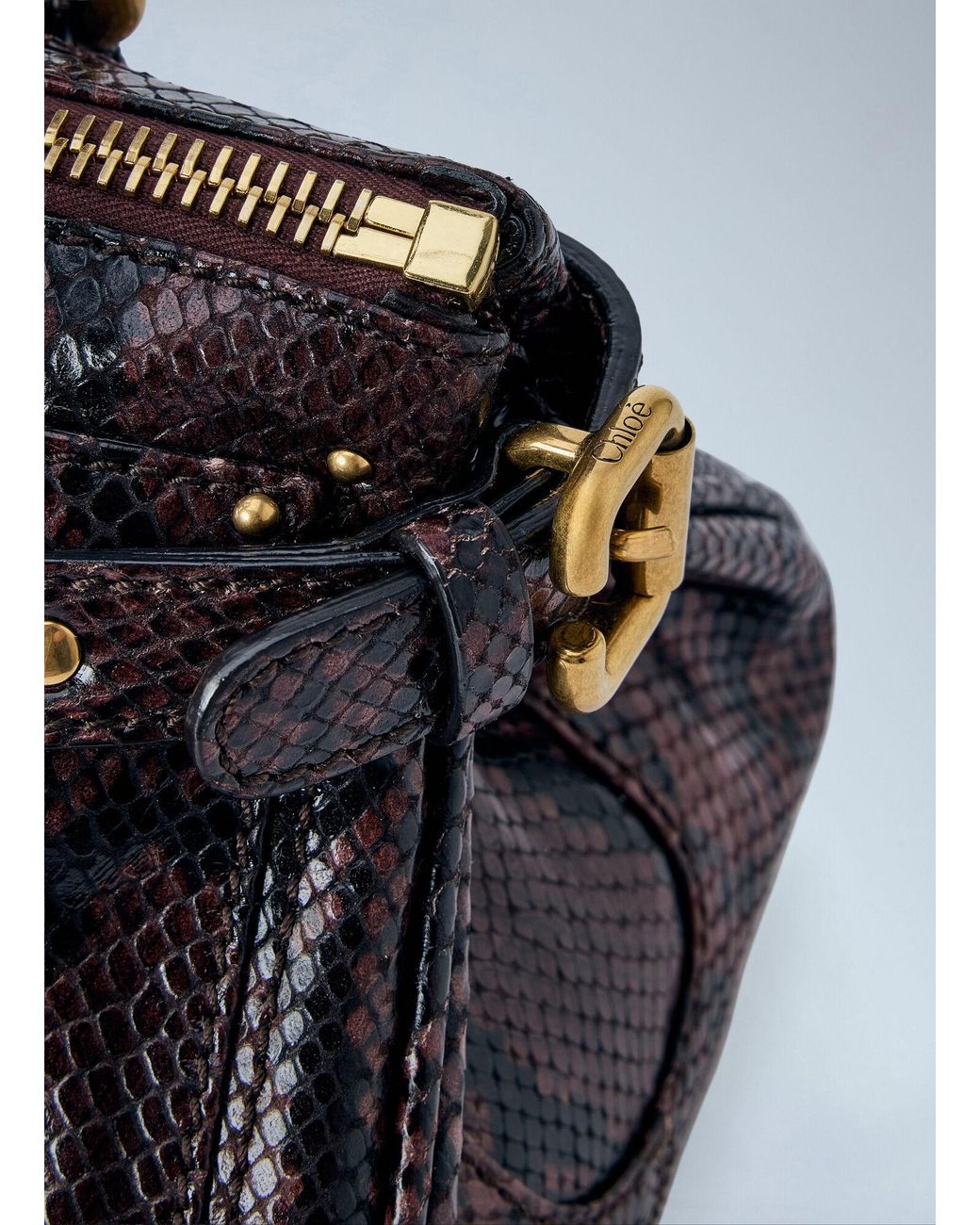 Chloé Multicolor Chloé Paddington Embossed Python Effect Shoulder Bag