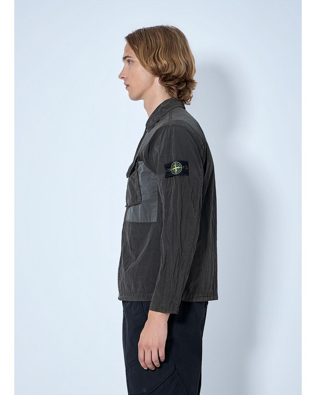 Stone Island Gray Technical Overshirt With Patch Pocket for men