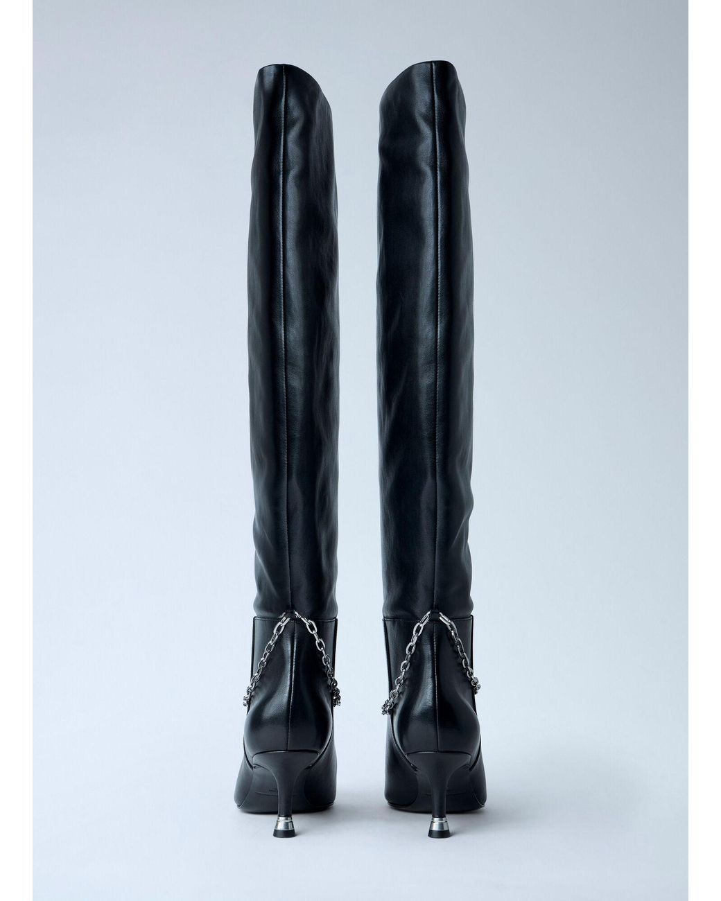 Alexander Wang Blue Chain Detail Knee-High Leather Boots
