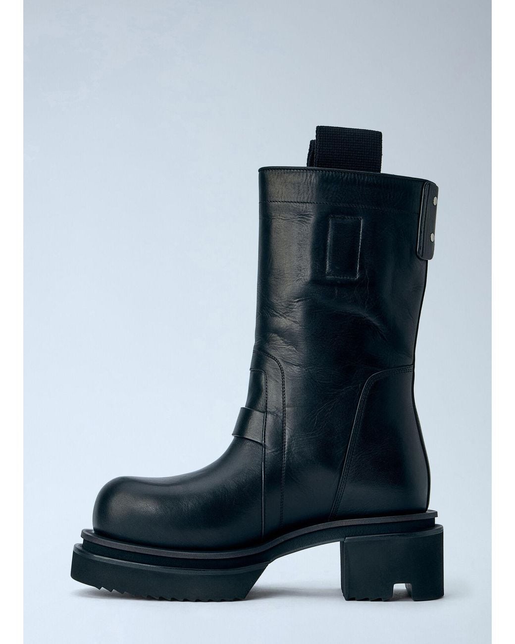 Rick Owens Blue Pull On Bogun Leather Boots