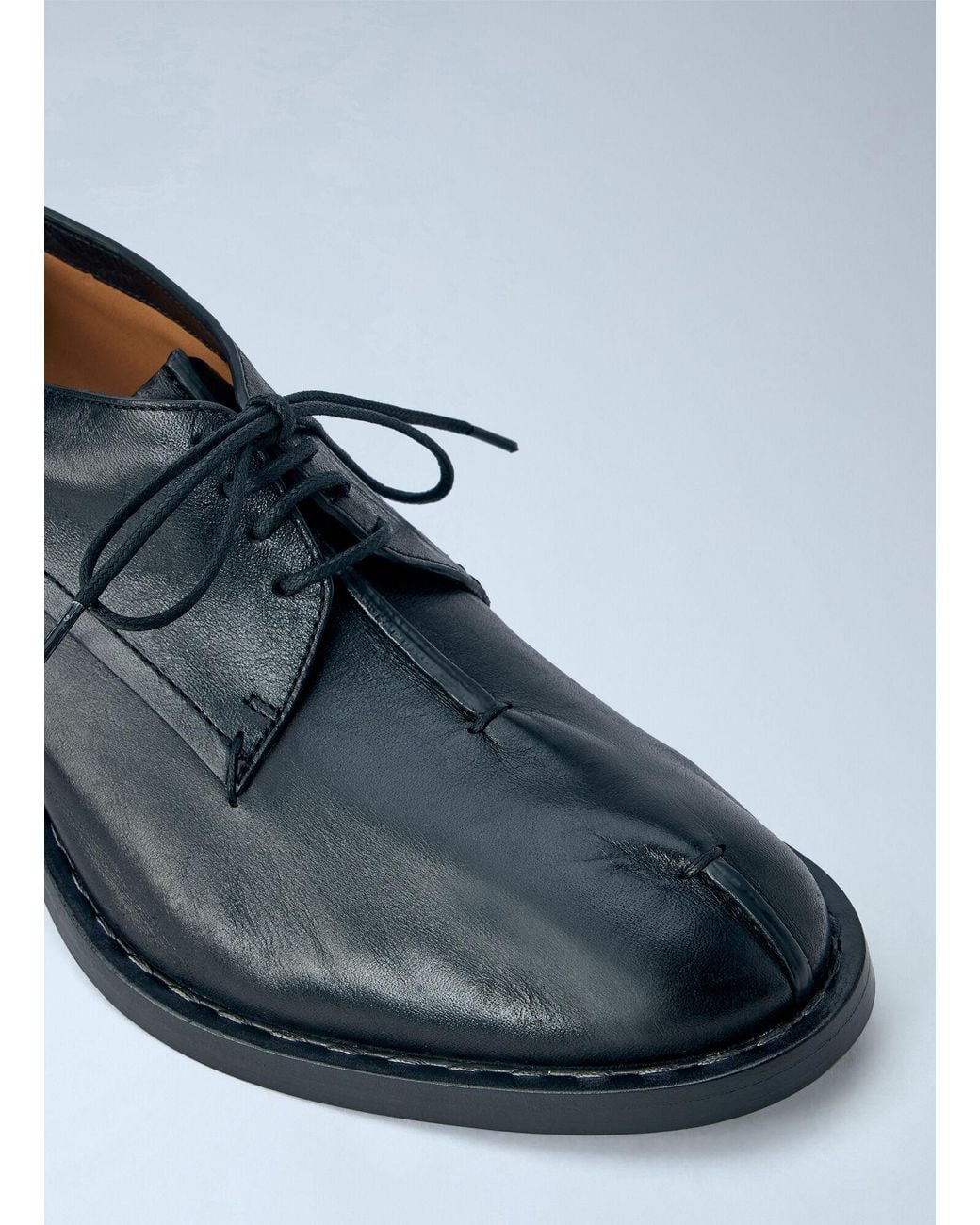 CAPASA MILANO Black Block Heel Leather Derbies