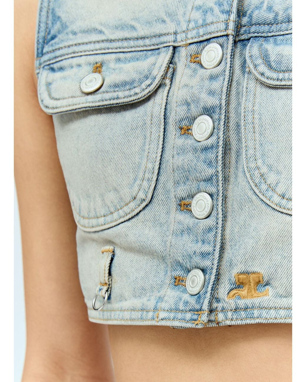 Courreges Blue Denim Crop Vest