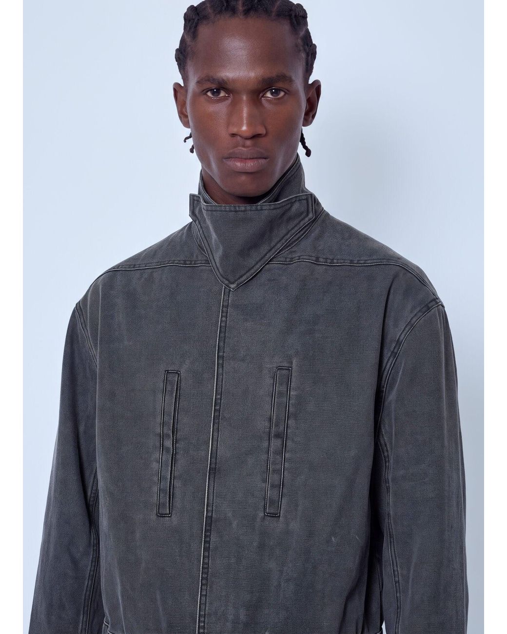 Rick Owens Blue Collared Canvas Mac Jacket for men