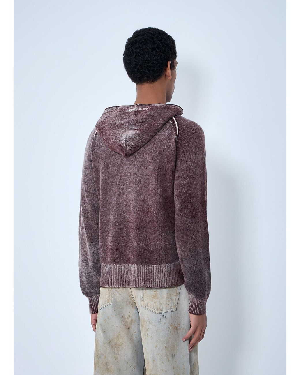 Acne Purple Zip-Up Hooded Sweatshirt for men