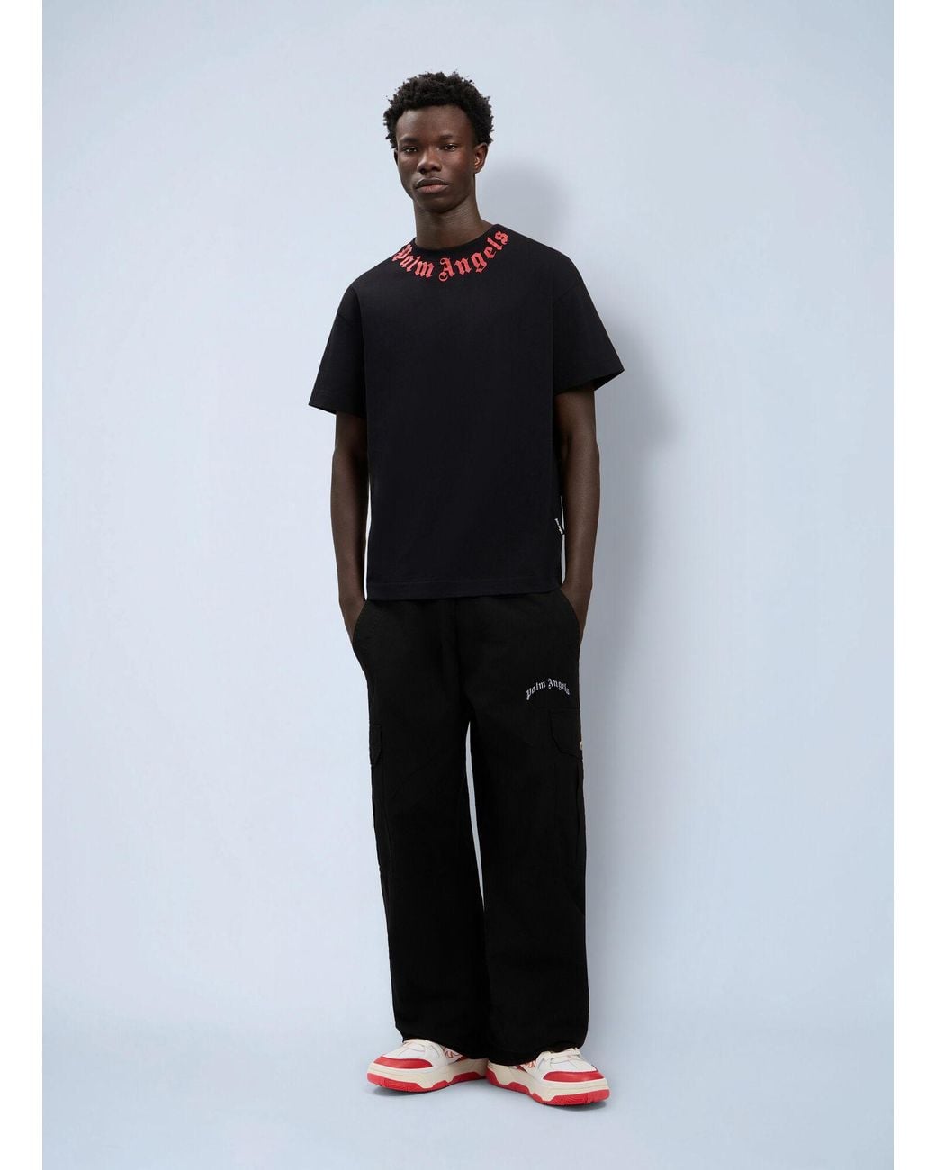 Palm Angels Black Neck Logo T-Shirt for men