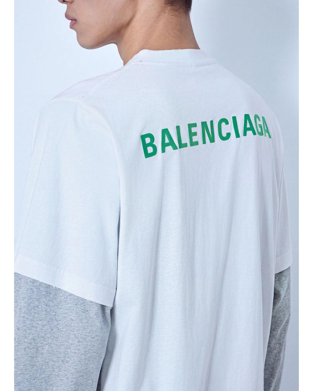 Balenciaga Blue Hybrid Double T-Shirt for men