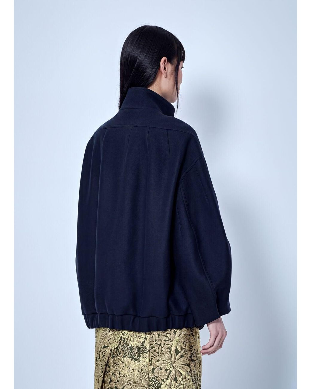Dries Van Noten Blue High Collar Wool Jacket