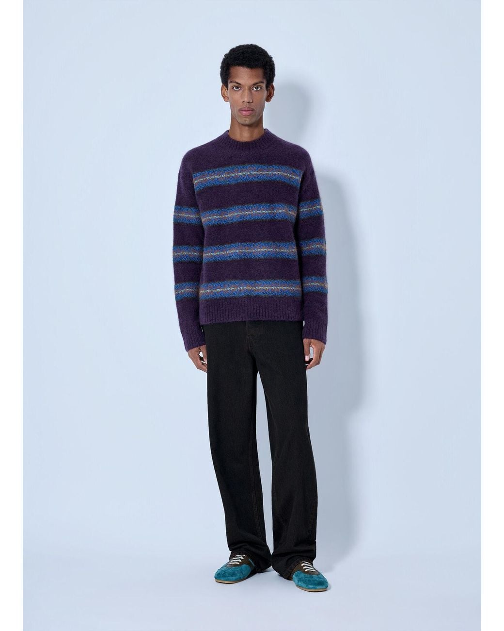 Dries Van Noten Blue Master Boucle Stripe Jumper for men